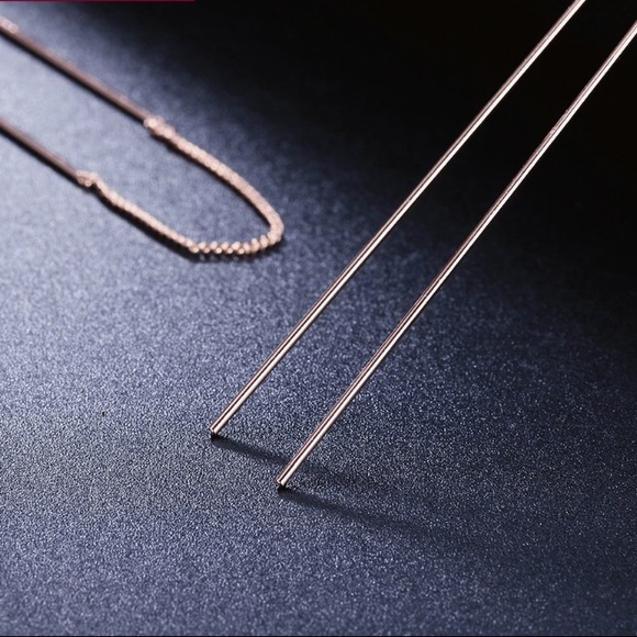 NEW!💙💎ROSE💗GOLD PLATED!💎💙DROP LINE THREADERS! - Picture 6 of 8